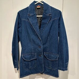 Vintage Women's Dark Blue Denim Chore Coat/ Denim Blazer / Jean Jacket